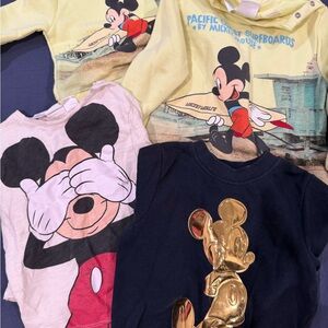 Zara & h&M Kids Mickey Mouse Tees in Yellow, Pink, Navy with Gold Applique